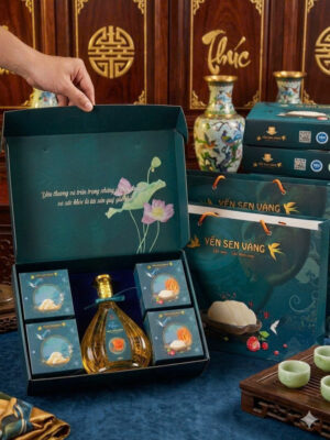 Set Quà Yến H5 – Yến Chén & Rượu Đông Trùng Hạ Thảo | Yến Sen Vàng