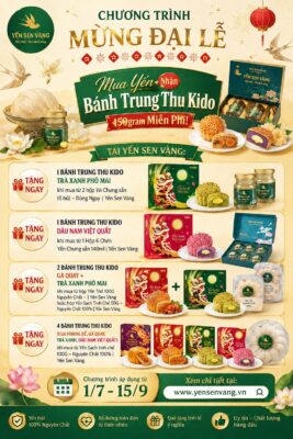 Chương trình khuyến mãi mua yến sen vàng tặng bánh trung thu kido 2026.2mb - Yến Sen Vàng