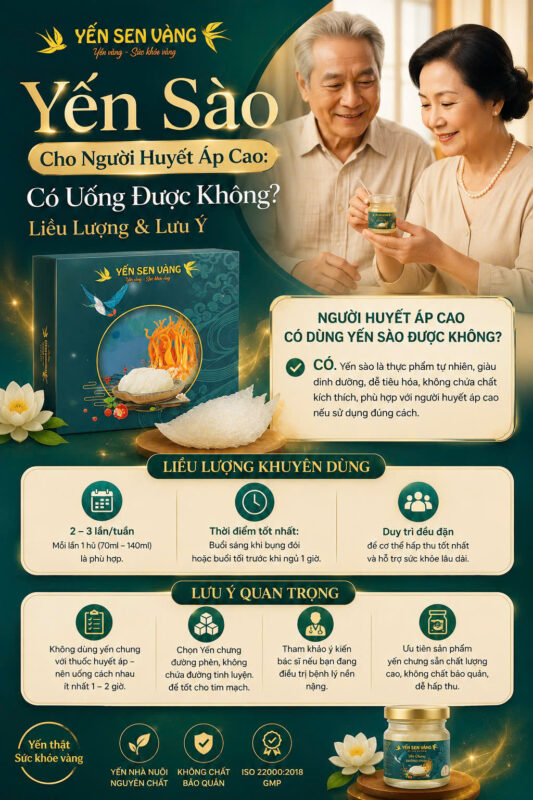 Yến sào cho người huyết áp cao – liều lượng an toàn – Yến Sen Vàng